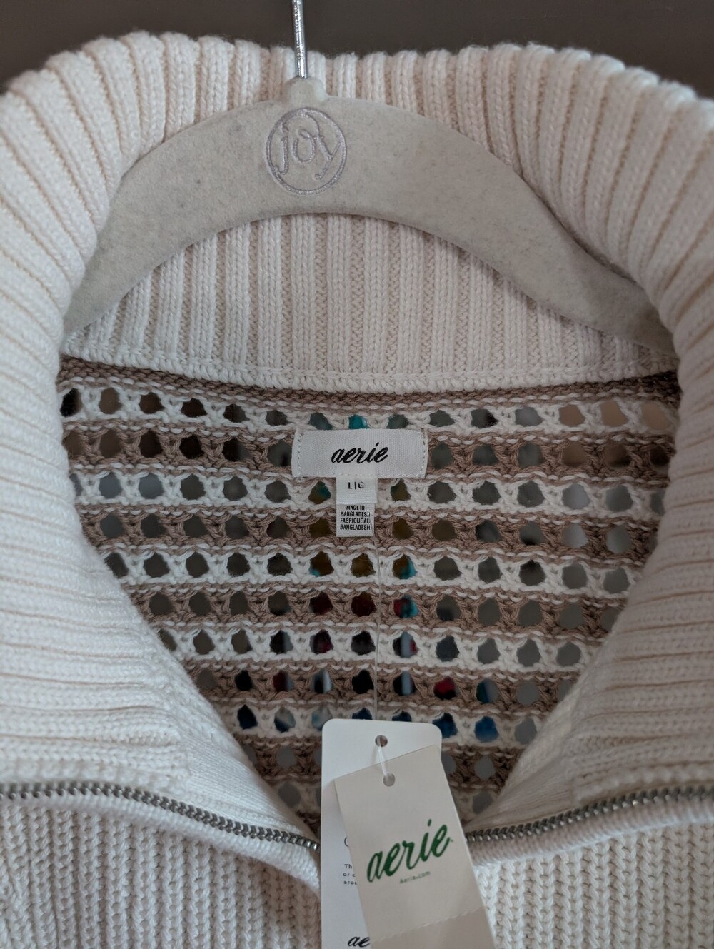 Aerie Crochet Quarter Zip Sweater - Picture 3 of 3